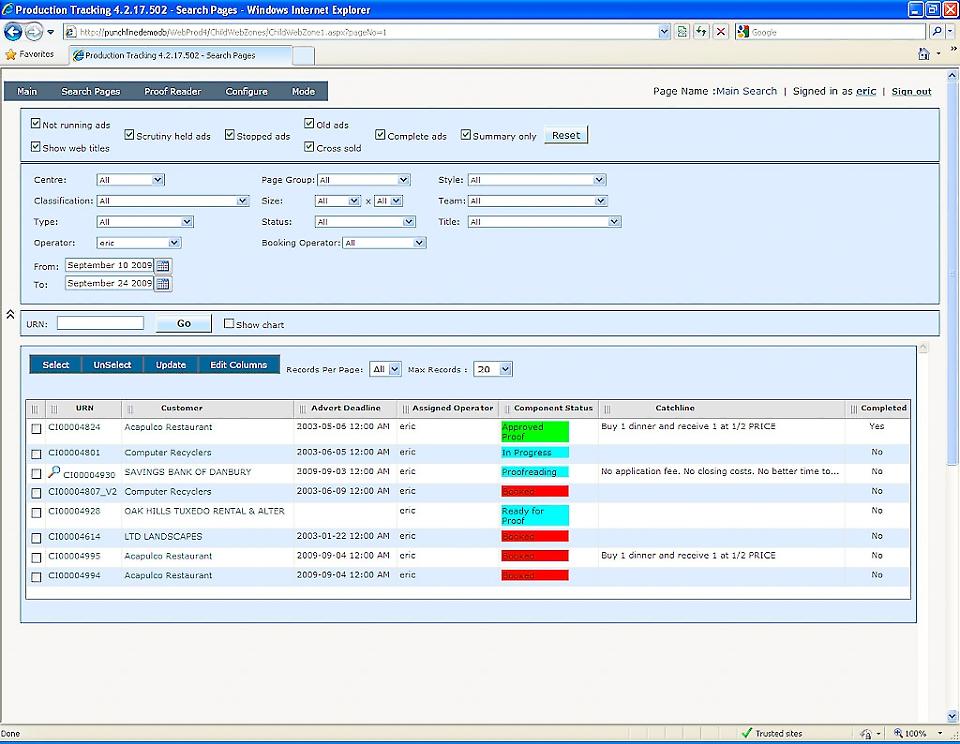 Production Tracking 